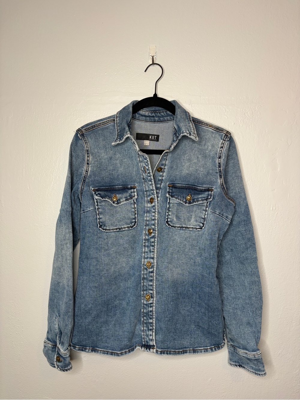 Kut from the Kloth Light Blue Romy Shirt with Black Label